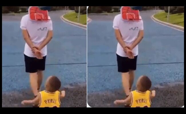 కొడుకు ఆనందం కోసం నాన్న నడిచే గోడగా మారి.. వీడియో వైరల్