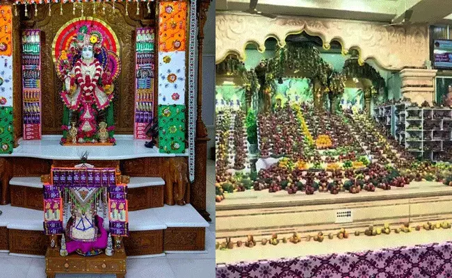 3వేల కిలోల ఆపిల్స్ తో స్వామినారాయణుడికి ఆరాధన..