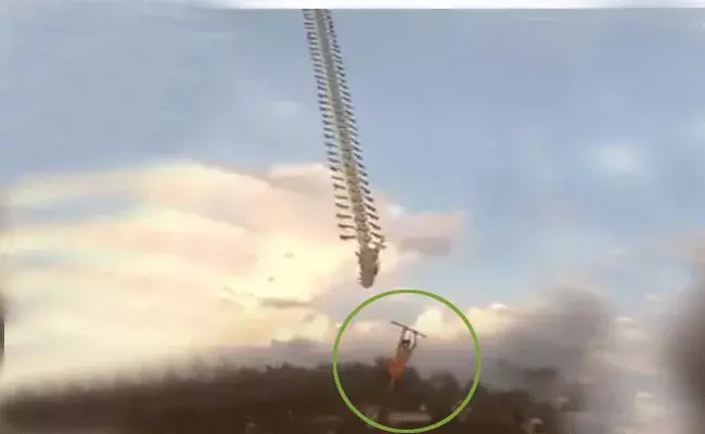 గాలిపటంతో పాటు గాల్లోకి ఎగిరిన బాలుడు.. వీడియో వైరల్