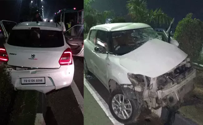 ఓఆర్ఆర్పై యాక్సిడెంట్.. వేగంగా ప్రయాణిస్తున్న కారు స్తంభాన్ని ఢీకొట్టడంతో.. ఓఆర్ఆర్పై యాక్సిడెంట్.. వేగంగా ప్రయాణిస్తున్న కారు స్తంభాన్ని ఢీకొట్టడంతో..