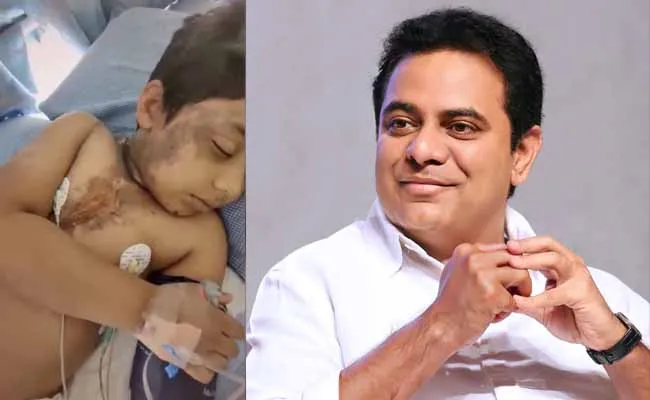 ట్రాన్స్ఫార్మర్ను తాకి గాయాలపాలైన బాలుడు.. ఆదుకుంటామని మంత్రి కేటీఆర్ భరోసా ట్రాన్స్ఫార్మర్ను తాకి గాయాలపాలైన బాలుడు.. ఆదుకుంటామని మంత్రి కేటీఆర్ భరోసా