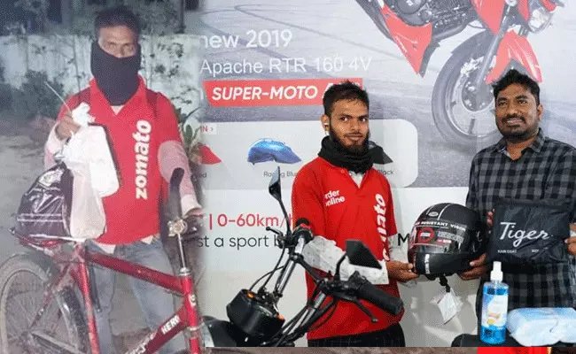 జొమాటో బాయ్ జీవితాన్ని మార్చిన సైకిల్ .. జొమాటో బాయ్ జీవితాన్ని మార్చిన సైకిల్ ..