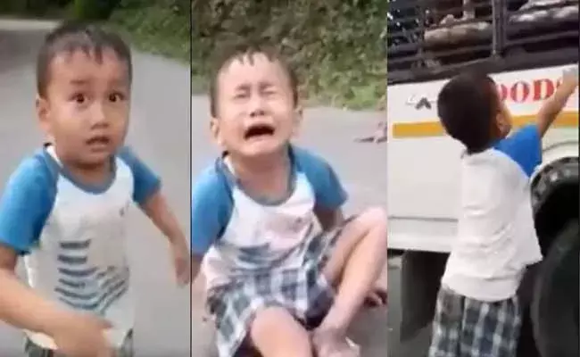 డాడీ ప్లీజ్.. వాటిని తీసుకువెళ్లొద్దు..  బోరున ఏడుస్తున్న బాలుడు..!