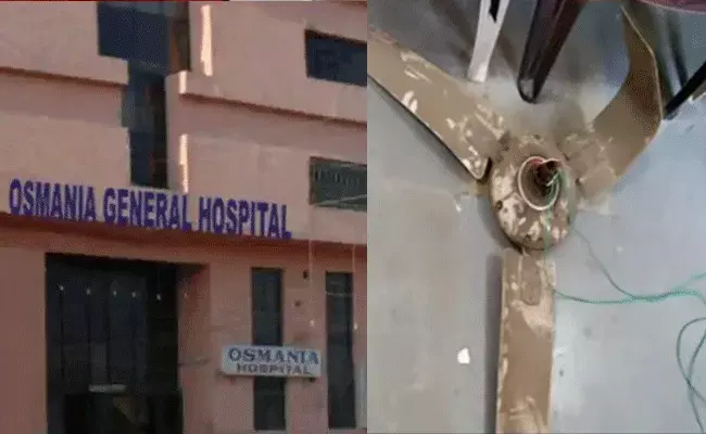 osmania: ఉస్మానియా ఆస్పత్రిలో ప్రమాదం.. డ్యూటీ డాక్టర్పై ఊడి పడిన ఫ్యాన్ osmania: ఉస్మానియా ఆస్పత్రిలో ప్రమాదం.. డ్యూటీ డాక్టర్పై ఊడి పడిన ఫ్యాన్