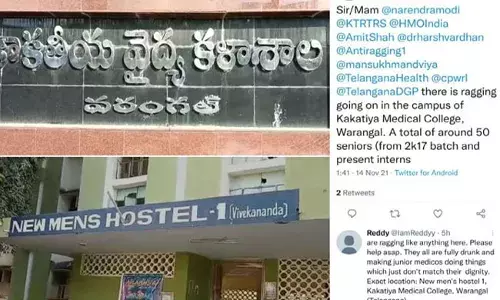 Warangal Kakatiya Medical College: మద్యం తాగి ర్యాగింగ్.. పీఎంను ట్యాగ్ చేస్తూ విద్యార్థి ట్వీట్..