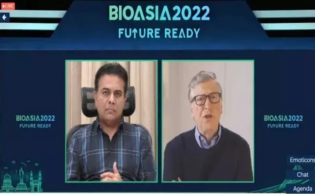 Bio Asia 2022: బయో ఏసియా సదస్సులో ఆసక్తికర సన్నివేశం.. బిల్‌గేట్స్‌తో కేటీఆర్..