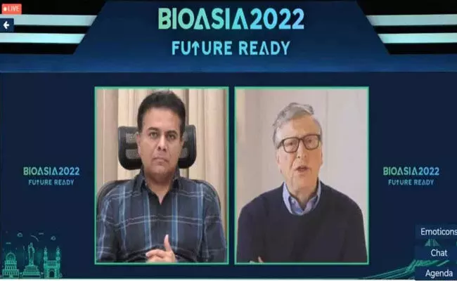 Bio Asia 2022: బయో ఏసియా సదస్సులో ఆసక్తికర సన్నివేశం.. బిల్గేట్స్తో కేటీఆర్.. Bio Asia 2022: బయో ఏసియా సదస్సులో ఆసక్తికర సన్నివేశం.. బిల్గేట్స్తో కేటీఆర్..
