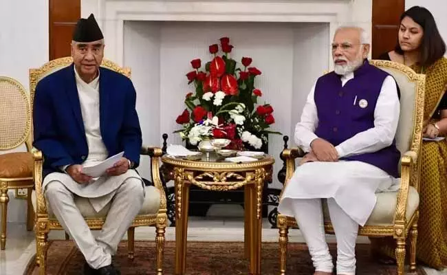 Narendra Modi : నేపాల్ ప్రధాని షేర్ బహదూర్ దేవుబాతో మోదీ సమావేశం Narendra Modi : నేపాల్ ప్రధాని షేర్ బహదూర్ దేవుబాతో మోదీ సమావేశం