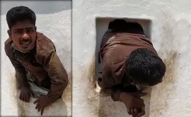 Srikakulam: తాను తీసిన కన్నంలో తానే చిక్కుకున్న దొంగ..