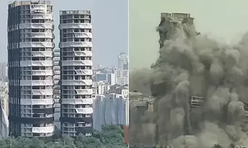 Noida Twin Towers: నోయిడా ట్విన్‌ టవర్స్‌ కూల్చివేత.. నేలమట్టం అయిన భవనాలు..
