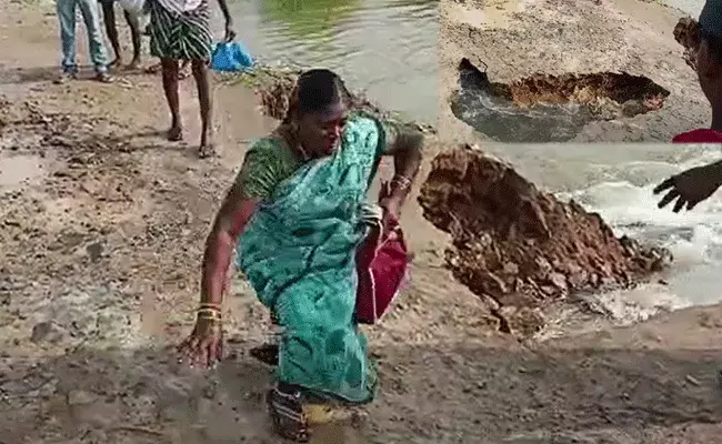 Anantapur : లక్కీ లేడీ.. తృటిలో తప్పిన ప్రమాదం..