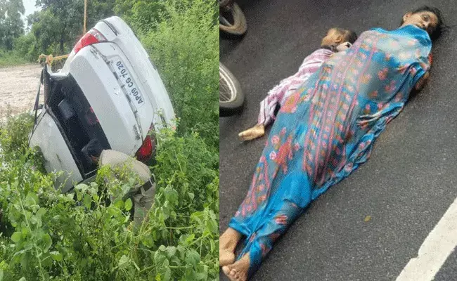 Karimnagar : వేములవాడలో కారు గల్లంతు.. బాలుడు, మహిళ మృతి Karimnagar : వేములవాడలో కారు గల్లంతు.. బాలుడు, మహిళ మృతి