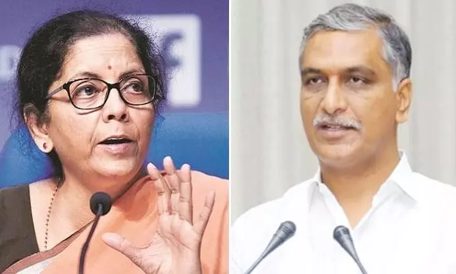 Telangana : కేంద్ర మంత్రి సీతారామన్ కు హరీష్ కౌంటర్ Telangana : కేంద్ర మంత్రి సీతారామన్ కు హరీష్ కౌంటర్