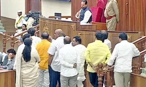 ఏపీ అసెంబ్లీలో గందరగోళం.. టీడీపీ సభ్యుల సస్పెండ్‌