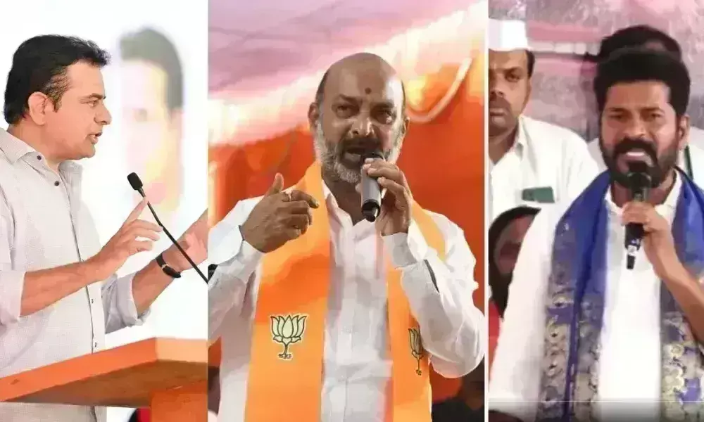 బండి, రేవంత్ క్షమాపన చెప్పాలి లేదంటే 100 కోట్లు పరువు నష్టం కట్టివ్వాలి: కేటీఆర్ బండి, రేవంత్ క్షమాపన చెప్పాలి లేదంటే 100 కోట్లు పరువు నష్టం కట్టివ్వాలి: కేటీఆర్