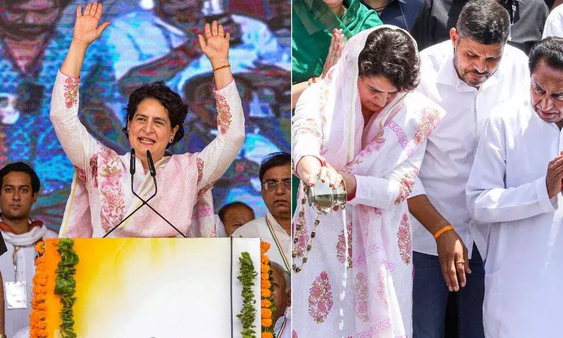 మధ్యప్రదేశ్లో ప్రియాంకా గాంధీ  హామీల వర్షం మధ్యప్రదేశ్లో ప్రియాంకా గాంధీ  హామీల వర్షం