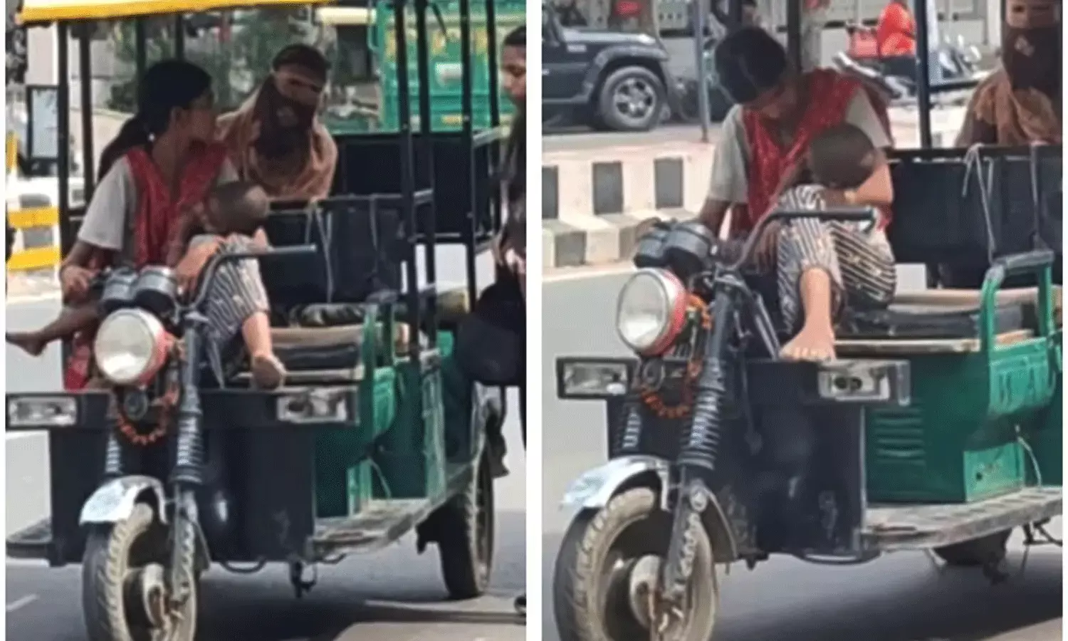 వైరల్ వీడియో: చేతిలో బిడ్డతో ఈ-రిక్షా నడుపుతున్న మహిళ