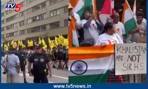 Canada: భారత్కు వ్యతిరేకంగా ఖలిస్తానీల ఆందోళన Canada: భారత్కు వ్యతిరేకంగా ఖలిస్తానీల ఆందోళన