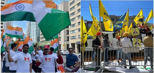 Khalistan protests: కెనడాలో త్రివర్ణ పతాకాల రెపరెపలు Khalistan protests: కెనడాలో త్రివర్ణ పతాకాల రెపరెపలు