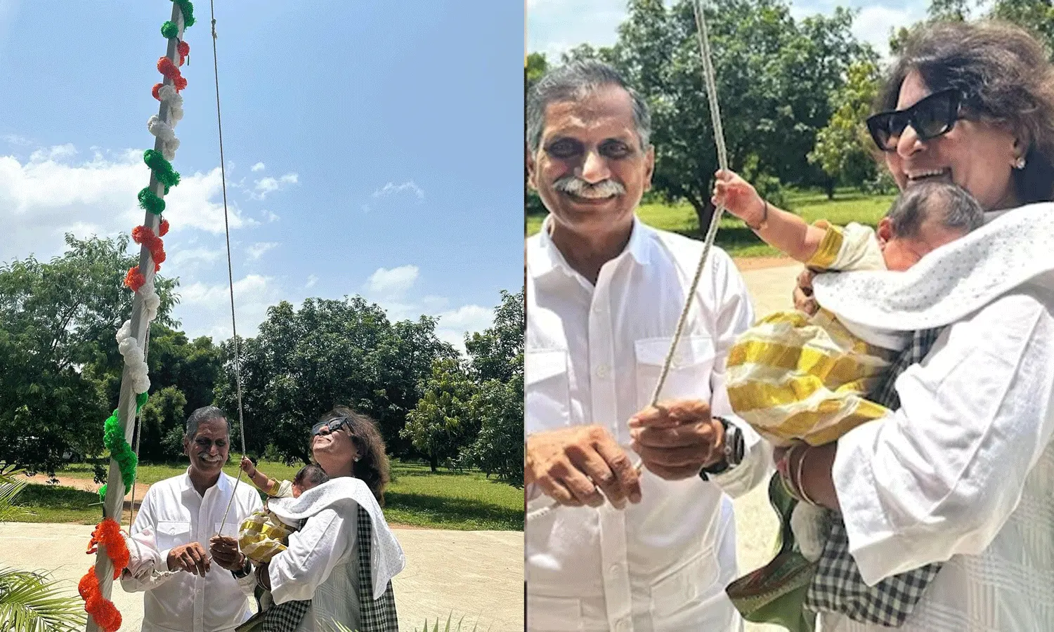అమ్మమ్మ తాతయ్యలతో కలసి క్లిన్ కారా ఆగస్ట్ 15 వేడుకలు..: ఉపాసన అమ్మమ్మ తాతయ్యలతో కలసి క్లిన్ కారా ఆగస్ట్ 15 వేడుకలు..: ఉపాసన