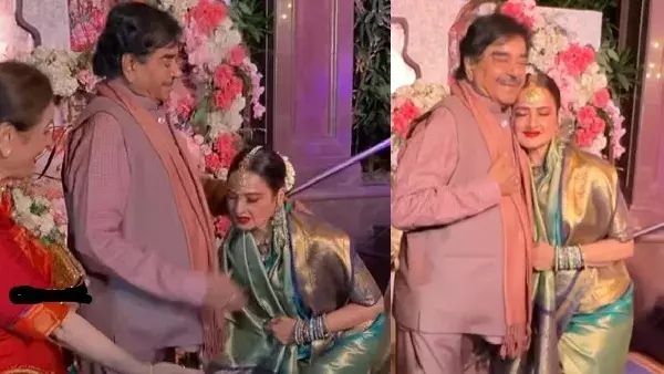 Rekha Touching Shatrughans Feet : శత్రుఘ్న సిన్హా పాదాలు తాకిన అలనాటి నటి