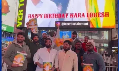 LOKESH: అమెరికా టైం స్క్వేర్‌ వద్ద లోకేశ్‌ జన్మదిన వేడుకలు