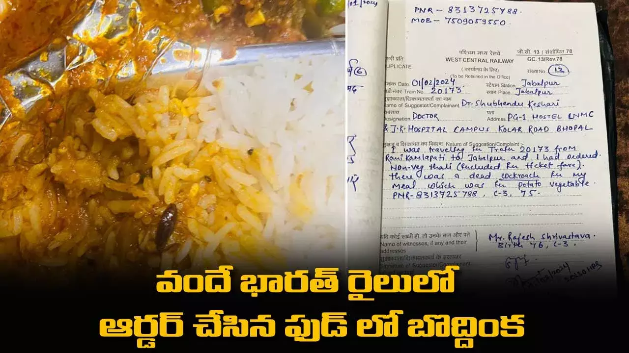 Vande Bharat : వందే భారత్ రైలులో ఆర్డర్ చేసిన ఫుడ్ లో బొద్దింక Vande Bharat : వందే భారత్ రైలులో ఆర్డర్ చేసిన ఫుడ్ లో బొద్దింక