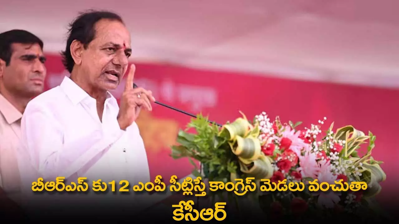 TS : బీఆర్ఎస్ కు12 ఎంపీ సీట్లిస్తే కాంగ్రెస్ మెడలు వంచుతా: కేసీఆర్ TS : బీఆర్ఎస్ కు12 ఎంపీ సీట్లిస్తే కాంగ్రెస్ మెడలు వంచుతా: కేసీఆర్