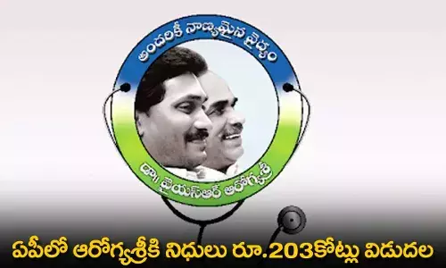 AP : ఏపీలో ఆరోగ్యశ్రీకి నిధులు రూ.203కోట్లు విడుదల AP : ఏపీలో ఆరోగ్యశ్రీకి నిధులు రూ.203కోట్లు విడుదల