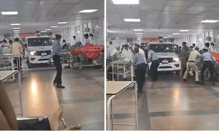 సినిమాను తలపించే సీన్.. ఆస్పత్రి ఎమర్జెన్సీ వార్డులోకి పోలీసుల SUV