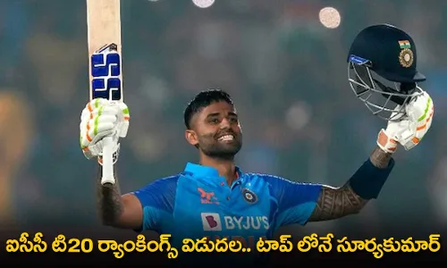 ICC T20 Rankings : ఐసీసీ టి20 ర్యాంకింగ్స్ విడుదల.. టాప్ లోనే సూర్యకుమార్ ICC T20 Rankings : ఐసీసీ టి20 ర్యాంకింగ్స్ విడుదల.. టాప్ లోనే సూర్యకుమార్