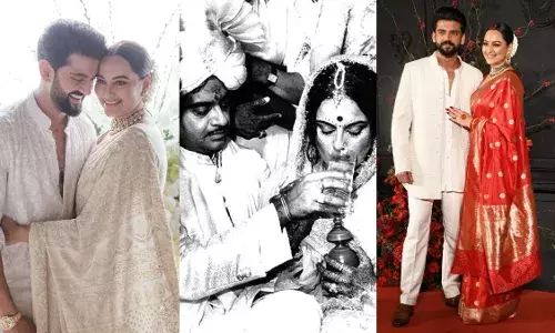 Wedding Attire : రిసెప్షన్ కోసం ఎరుపు రంగు బనారసీ చీరను ఎంచుకున్న సోనాక్షి సిన్హా Wedding Attire : రిసెప్షన్ కోసం ఎరుపు రంగు బనారసీ చీరను ఎంచుకున్న సోనాక్షి సిన్హా