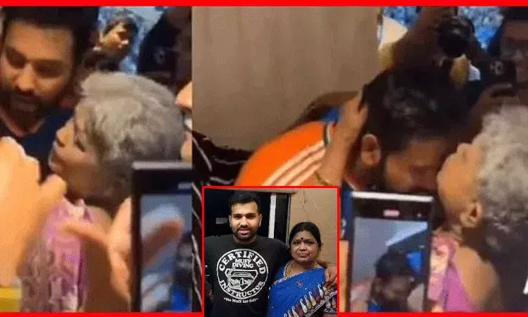 కొడుకు విజయం.. అమ్మకు ఆనందం: రోహిత్ శర్మను ముద్దులతో ముంచెత్తిన తల్లి
