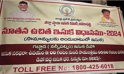 Free Sand Distribution : ఉచిత ఇసుక: టన్ను రూ.1,394.. ఫ్లెక్సీలు వైరల్ Free Sand Distribution : ఉచిత ఇసుక: టన్ను రూ.1,394.. ఫ్లెక్సీలు వైరల్