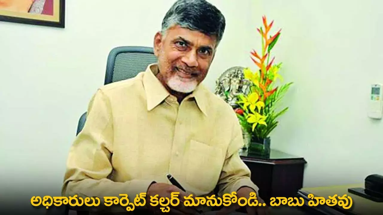CM Chandrababu : అధికారులు కార్పెట్ కల్చర్ మానుకోండి.. బాబు హితవు CM Chandrababu : అధికారులు కార్పెట్ కల్చర్ మానుకోండి.. బాబు హితవు