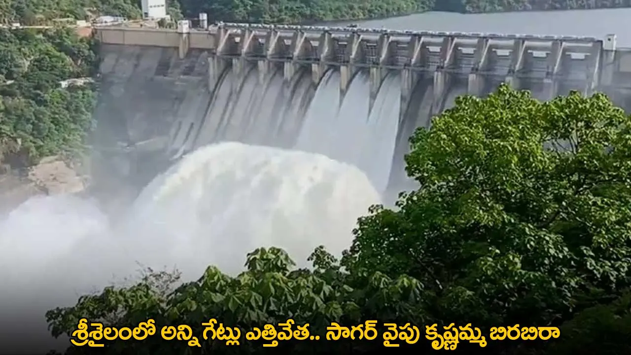 Srisailam : శ్రీశైలంలో అన్ని గేట్లు ఎత్తివేత.. సాగర్ వైపు కృష్ణమ్మ బిరబిరా Srisailam : శ్రీశైలంలో అన్ని గేట్లు ఎత్తివేత.. సాగర్ వైపు కృష్ణమ్మ బిరబిరా