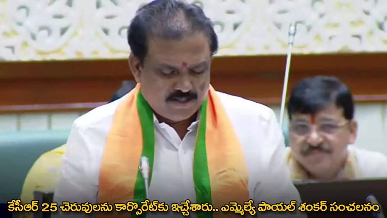 కేసీఆర్ 25 చెరువులను కార్పొరేట్కు ఇచ్చేశారు.. ఎమ్మెల్యే పాయల్ శంకర్ సంచలనం కేసీఆర్ 25 చెరువులను కార్పొరేట్కు ఇచ్చేశారు.. ఎమ్మెల్యే పాయల్ శంకర్ సంచలనం