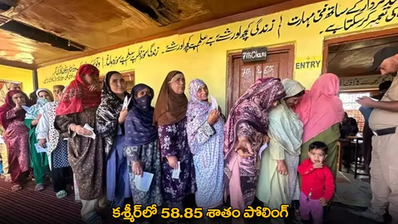 Jammu Kashmir : కశ్మీర్లో 58.85 శాతం పోలింగ్ Jammu Kashmir : కశ్మీర్లో 58.85 శాతం పోలింగ్