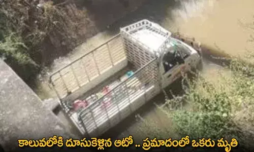 Auto Accident : కాలువలోకి దూసుకెళ్లిన ఆటో .. ప్రమాదంలో ఒకరు మృతి