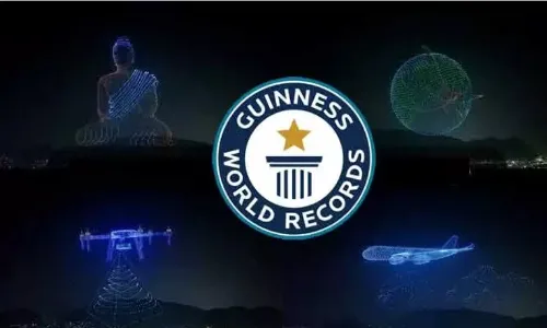 DRONE SHOW: ఒకేరోజు 5 ప్రపంచ రికార్డులు DRONE SHOW: ఒకేరోజు 5 ప్రపంచ రికార్డులు