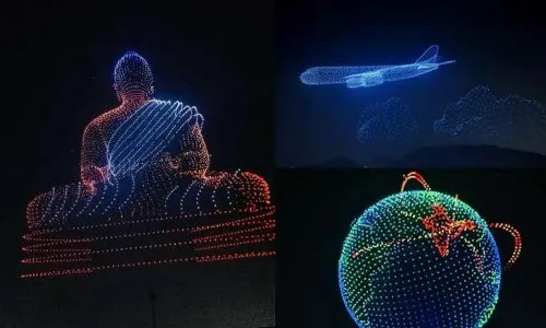 DRONE SHOW: అదరహో అనిపించిన డ్రోన్ షో DRONE SHOW: అదరహో అనిపించిన డ్రోన్ షో