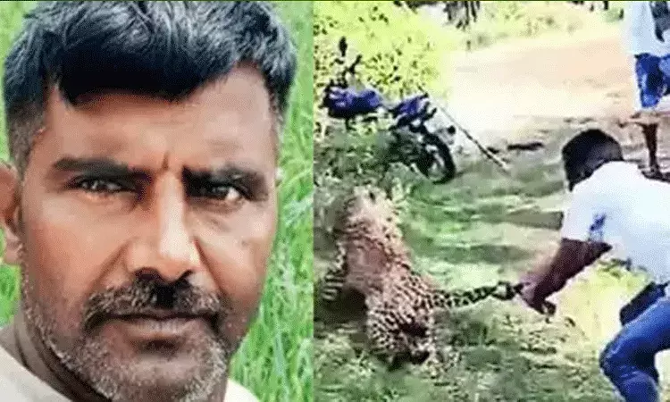 Karnataka: ప్రజల ప్రాణాలు కాపాడేందుకు వ్యక్తి సాహసోపేత నిర్ణయం..   చిరుత తోక పట్టుకుని..