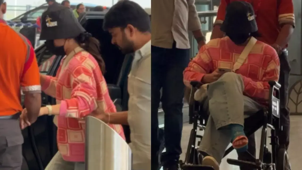 Rashmika Mandanna :  వీల్ ఛెయిర్ లో ఎయిర్ పోర్ట్ కు రష్మిక మందన్నా Rashmika Mandanna :  వీల్ ఛెయిర్ లో ఎయిర్ పోర్ట్ కు రష్మిక మందన్నా