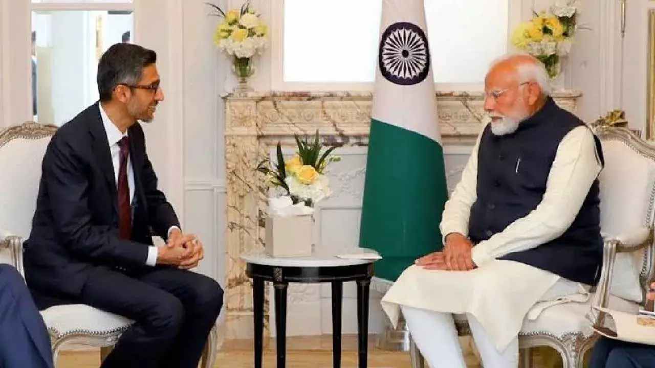 PM Modi : ప్రధాని మోడీతో గూగుల్ సీఈఓ పిచాయ్ భేటీ PM Modi : ప్రధాని మోడీతో గూగుల్ సీఈఓ పిచాయ్ భేటీ