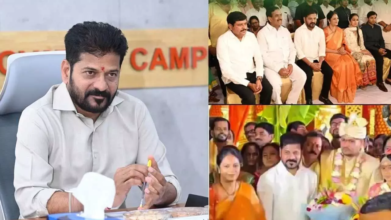 CM Revanth : పీఏ కుమార్తె వివాహానికి హాజరైన సీఎం రేవంత్ CM Revanth : పీఏ కుమార్తె వివాహానికి హాజరైన సీఎం రేవంత్
