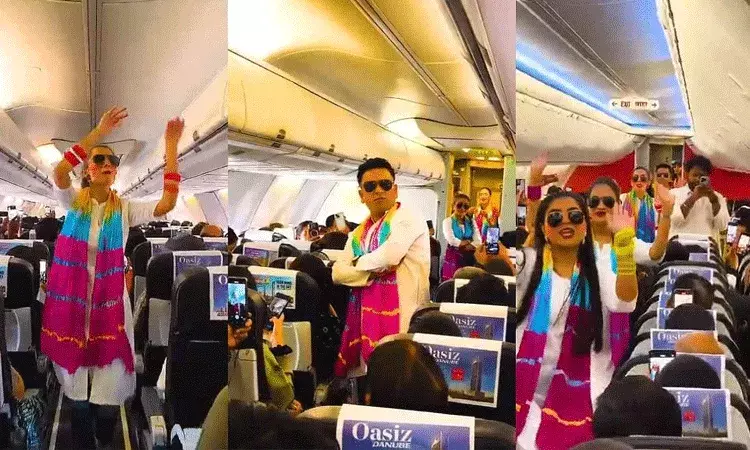 స్పైస్‌జెట్ విమానంలో రంగుల హోలీ.. సిబ్బంది నృత్య ప్రదర్శన