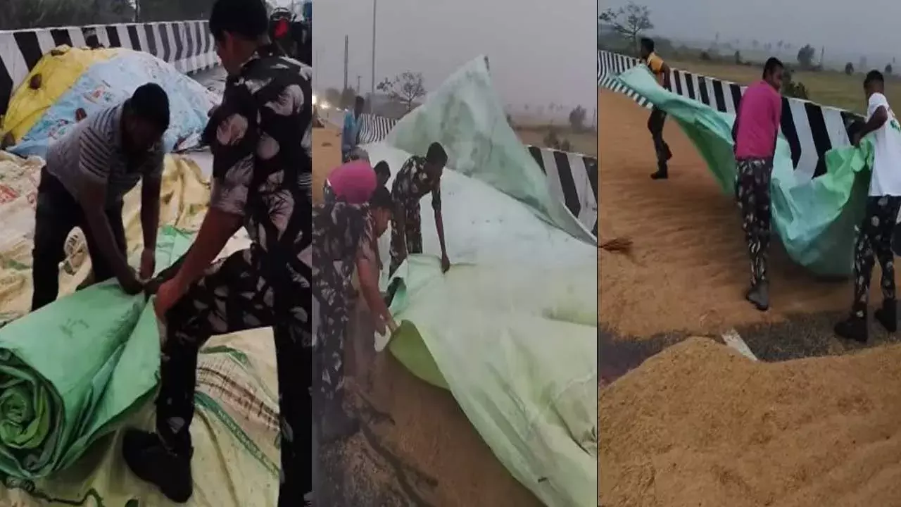 Nalgonda : వర్షంలో వడ్లు తడవకుండా రైతులకు పోలీసుల సాయం Nalgonda : వర్షంలో వడ్లు తడవకుండా రైతులకు పోలీసుల సాయం