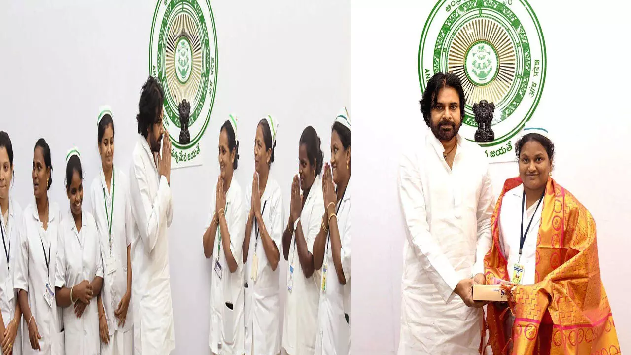 Pithapuram : పిఠాపురం స్టాఫ్ నర్సులను సత్కరించిన పవన్ Pithapuram : పిఠాపురం స్టాఫ్ నర్సులను సత్కరించిన పవన్
