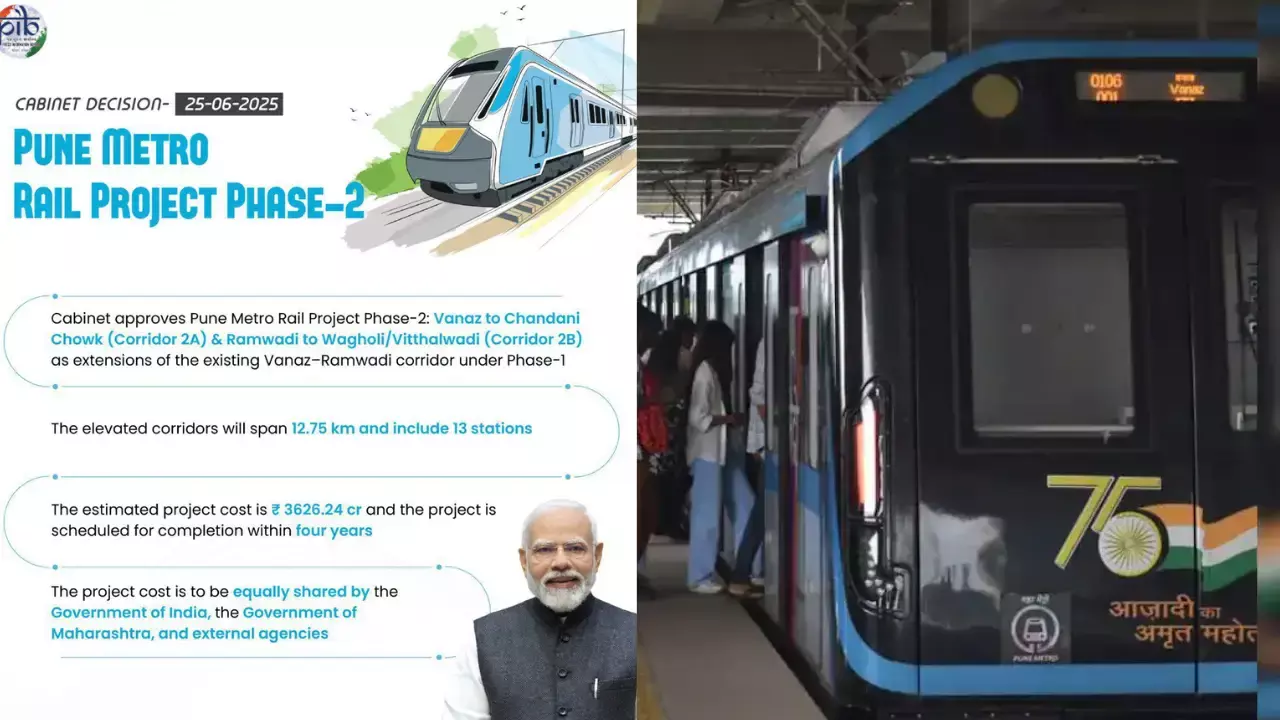 Pune Metro Phase-2 :  పుణె మెట్రో ఫేజ్-2కు కేంద్రం ఆమోదం Pune Metro Phase-2 :  పుణె మెట్రో ఫేజ్-2కు కేంద్రం ఆమోదం