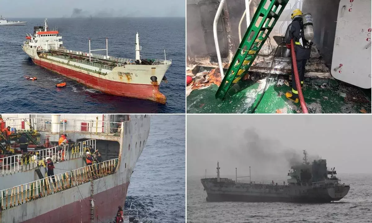 INS Tabar: గల్ఫ్ ఆఫ్ ఒమన్ లో ఆయిల్ ట్యాంకర్ నౌకకు ప్రమాదం...  కాపాడిన నేవీ INS Tabar: గల్ఫ్ ఆఫ్ ఒమన్ లో ఆయిల్ ట్యాంకర్ నౌకకు ప్రమాదం...  కాపాడిన నేవీ